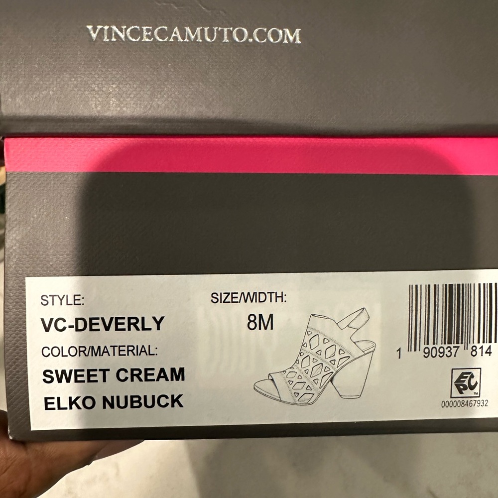 Vince Camuto "Deverly" cutout nubuck heeled sandals Size 8 New in Box - Picture 8 of 8